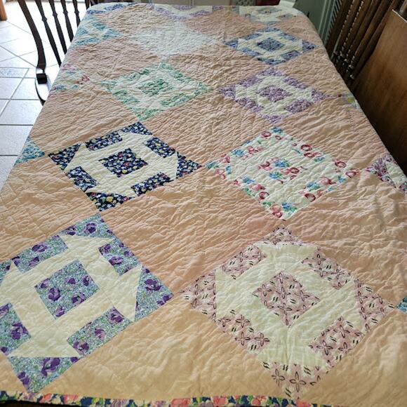 Vintage Handmade Quilt Full QUEEN Twin Bedspread Blanket Farmhouse Cabin 62"X76" - Picture 1 of 9